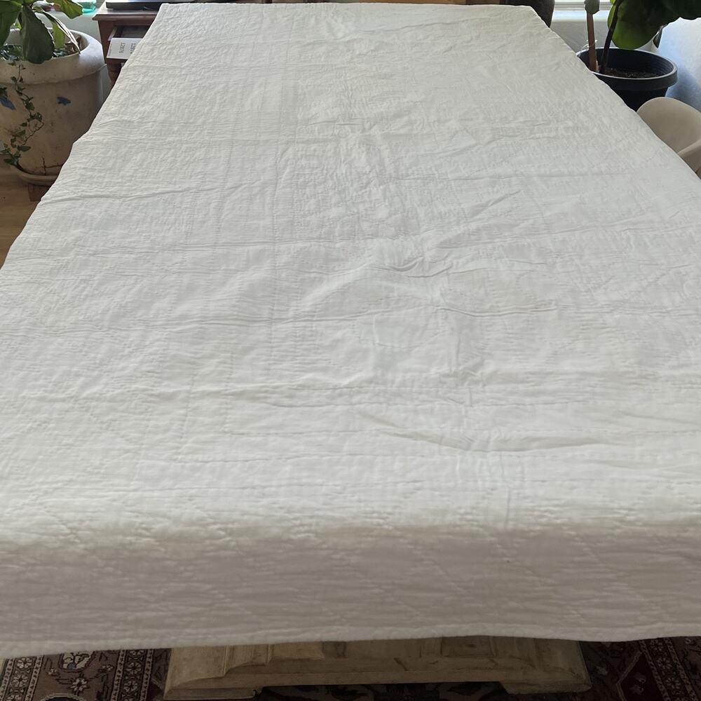 Hand Quilted Vintage Blue Floral Cotton Quilt Bedspread 96"x90" - Picture 14 of 16
